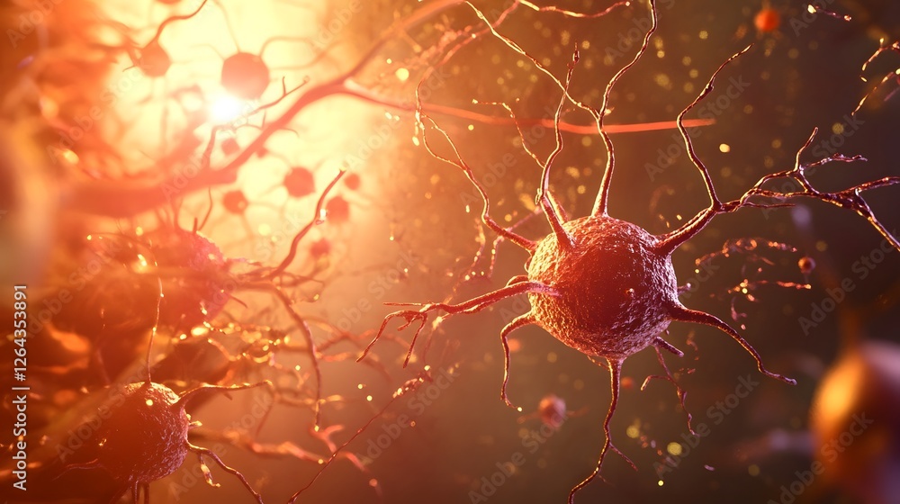Leinwandbilder glowing neural network synapses and neurons illustrating the biological communication and electrical