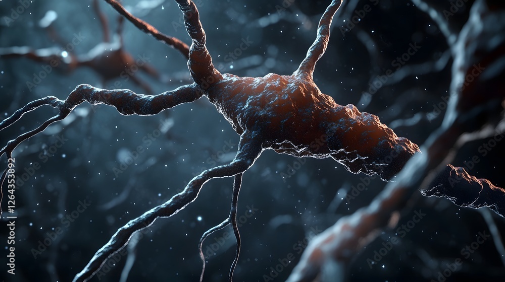 Aufkleber glowing neural network synapses in a futuristic digital microscopic visualization of the complex int
