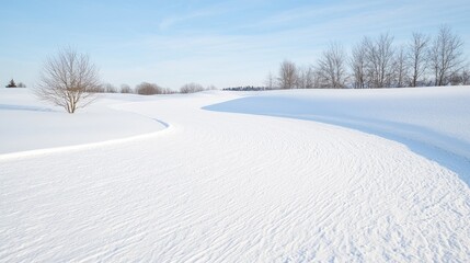 Obraz premium Winter landscape, snow-covered field, clear sky, tranquil scene, outdoor view, possible use for winter themes or backgrounds