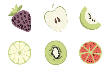 set of fruit icons vector