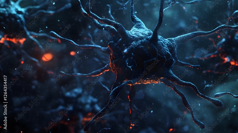 Aufkleber Glowing neuronal network with interconnected neurons and synaptic connections representing the complex and intricate neural communication within the brain