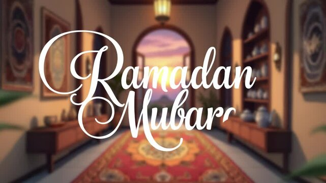 Ramadan Mubarak motion graphic in cartoon style for presentations, banners, logo intros, and text animation.