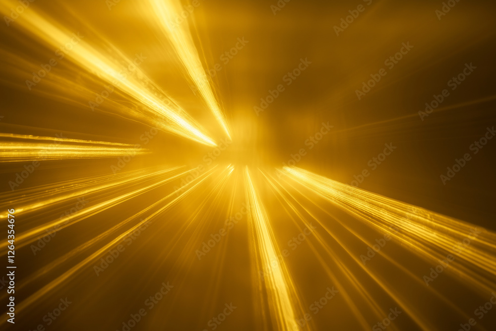 Poster blurry yellow image with a lot of lines and a dark background. the image has a sense of movement and
