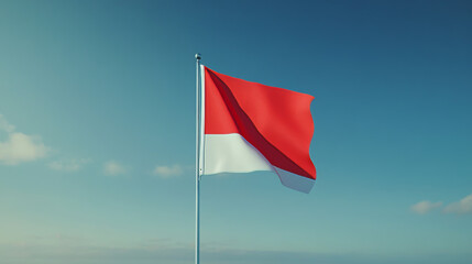 3d pennant white and red flag banner vector mockup. Wave fabric sign on pole. Realistic triangle canvas set for sport event or celebration. Exhibition promotion cotton billboard on steel stick