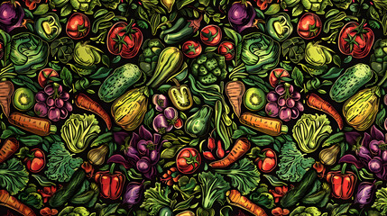 Vibrant assortment of fresh vegetables arranged artistically on a dark background, showcasing nature's bounty