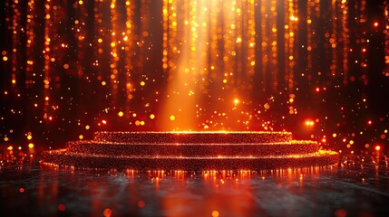 Glowing stage with shimmering lights and sparkles, creating a magical atmosphere for performances