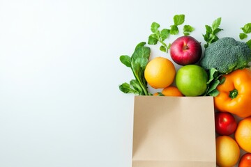 Fresh Produce Overflowing: A Vibrant, Healthy Paper Bag Still Life