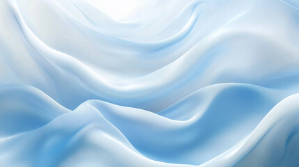 Fototapeta premium Realistic light blue silk fabric background. Vector illustration of sky color satin cloth texture with smooth drapery surface. Soft material with waves pattern. Bed sheet top view. Banner template