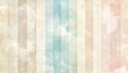 Soft pastel cream and pale blue bands with fluffy, glowing clouds scattered across the wallpaper, blending seamlessly for a serene and atmospheric effect