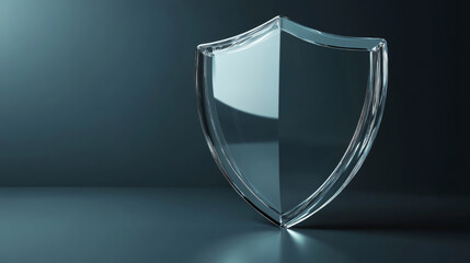 Transparent white glass shield with silver metal border front and side angle view. Realistic 3d vector illustration set of protect and guard symbol. Crystal cover badge. Acrylic secure object.