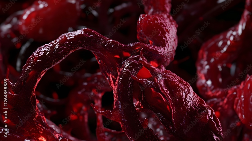 Aufkleber Intense swirling patterns of vibrant red liquid flowing with dynamic movement creating a captivating and visceral texture  The abstract organic design evokes a sense of raw energy passion