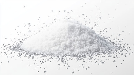 Splash of white powder, dust or snow isolated on transparent background. Sugar or salt explosion, falling sand or flour with particles, vector realistic set