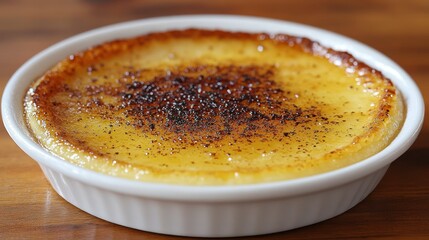 Delicious Cr?me br?l?e in a white ramekin