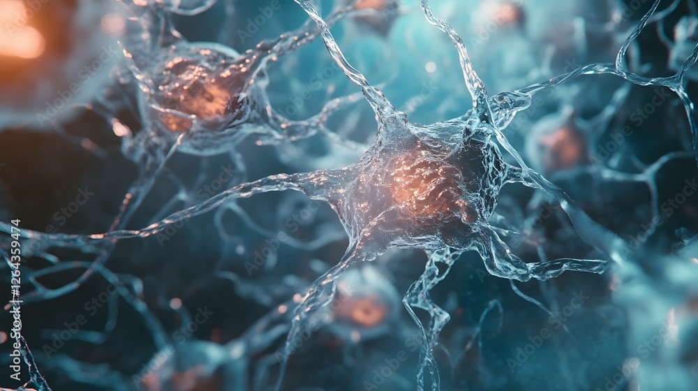 Aufkleber Intricate and Interconnected Neural Network Visualizing the Electrochemical Signaling and Synaptic Connections in the Brain and Nervous System
