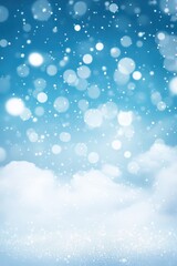 Fototapeta premium Light Blue Background with White Bokeh and Clouds.