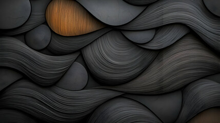 Obraz premium Abstract dark gray wood grain wave pattern background design