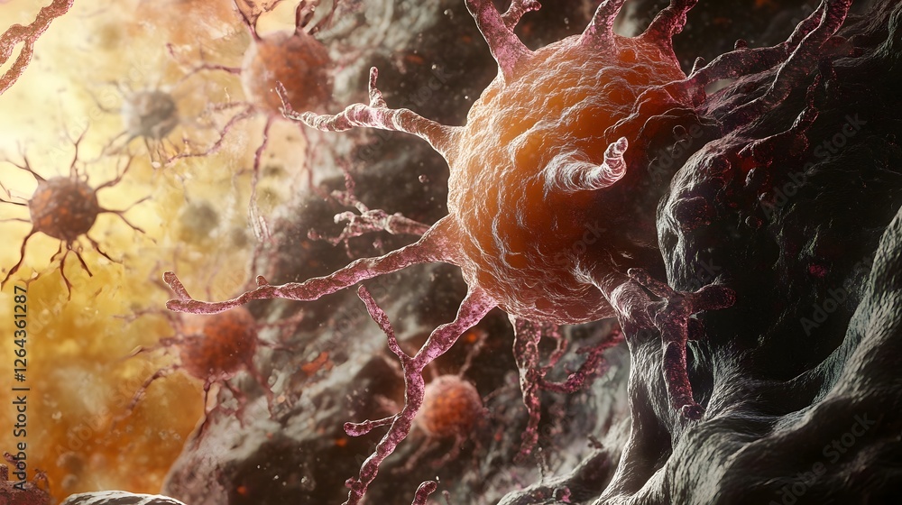 Poster intricate microscopic cellular structure revealing scientific insights and discoveries in the realm 
