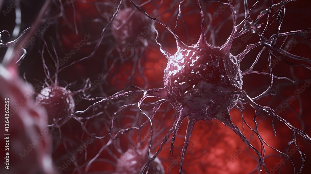 Poster Intricate Microscopic View of a Complex Neural Network Showcasing the Interconnected Neurons and Synapses within the Brain