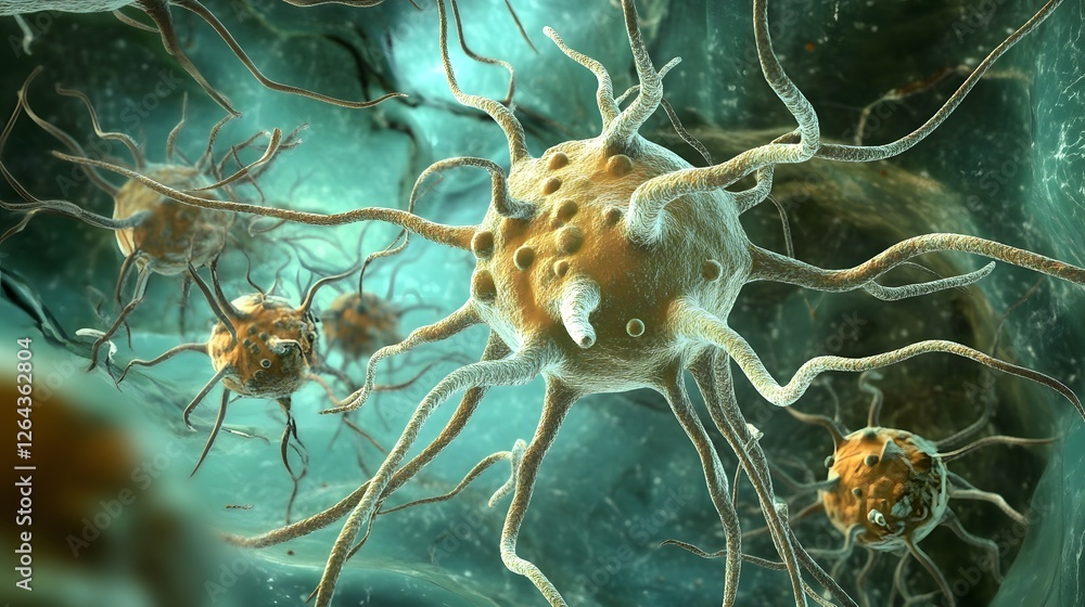 Leinwandbilder intricate network of neurons captured under high powered microscope revealing the complex cellular s