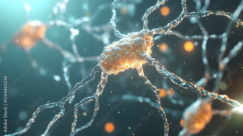 Fototapete intricate neural network connections with electrical impulses and synaptic activity illustrating the