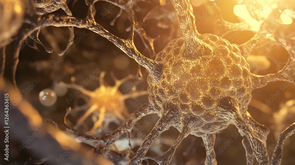 Leinwandbilder Intricate Neural Network Microscopic Biological Structures Abstract Pattern with Organic Electric Connections and Futuristic Technology