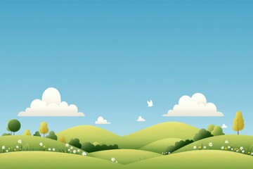 Obraz premium Landscape vector flat background, nature scenery for banner or wallpaper purposes