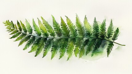 Lush green fern illustration showcasing intricate leaf patterns against a soft watercolor background
