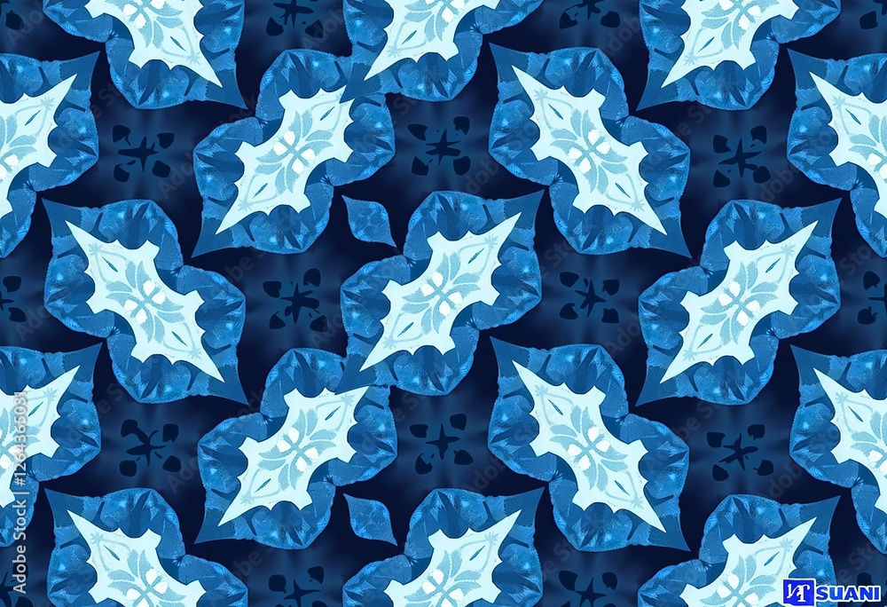 Poster seamless abstract blue and white pattern: underwater-inspired artistic design with unique textures a