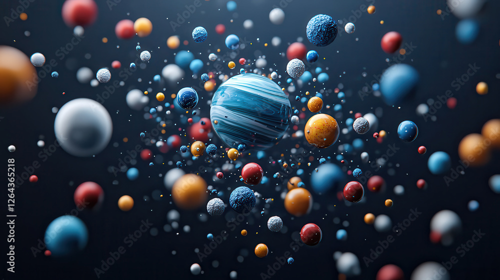 Fototapete vibrant holographic universe showcasing detailed 3d planets and celestial bodies, creating mesmerizi