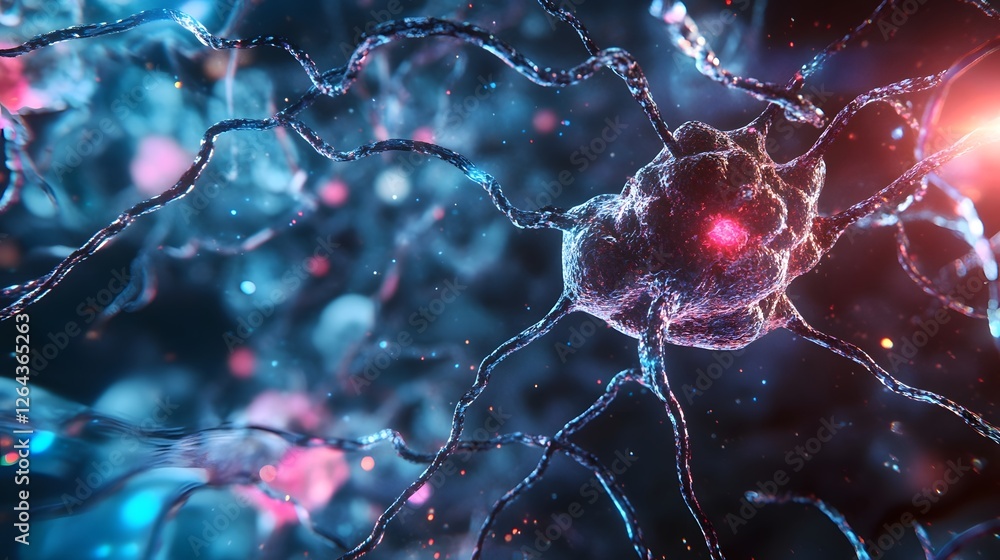 Poster intricate neural network of the brain displaying electrical synaptic connections and signaling compl