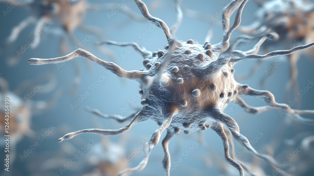 Leinwandbilder Intricate Neural Network of the Brain Revealed in Microscopic Digital Fractal Artwork  This image showcases the complex