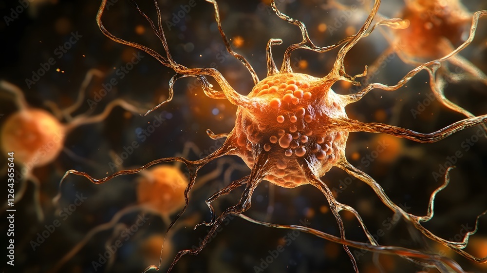 Aufkleber intricate neural network of vibrant glowing synaptic connections depicting the complex biological st