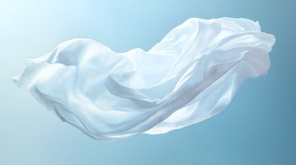 Obraz premium Pristine White Fabric Floating Gracefully in Midair, Symbolizing Cleanliness and Freshness
