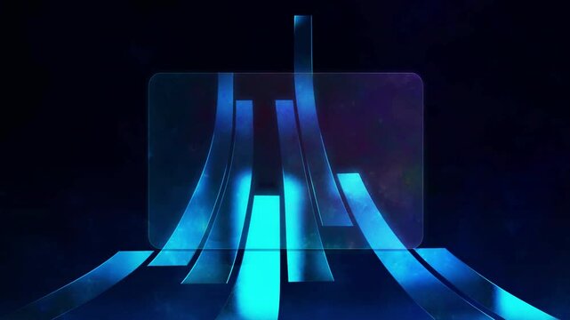Metallic Blue lines with glassmorphism card. Animation, background, business template. 4K Resolution