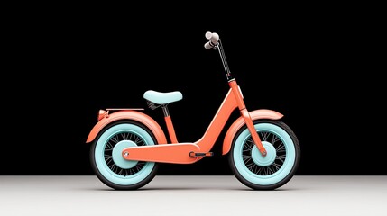 Vibrant electric scooter in a minimalist studio setting, showcasing modern design and colors