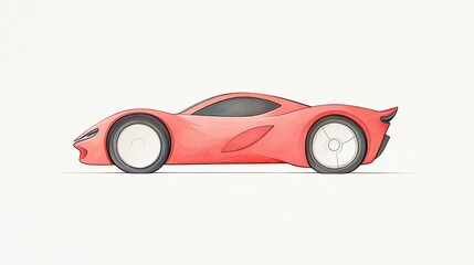 Sleek red sports car illustration showcasing aerodynamic design against a minimalistic background