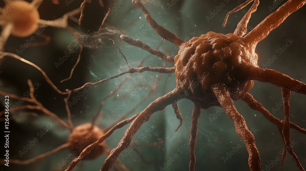 Poster Intricate neuronal structure with interconnected axons dendrites and synapses captured in detail by an electron microscope