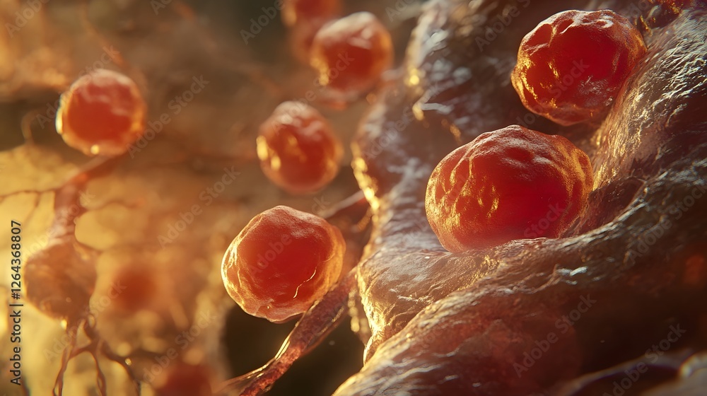 Fototapete magnified view of a complex cellular structure with vibrant organic texture and patterns this abstra