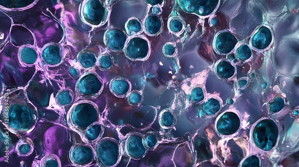 Aufkleber Mesmerizing abstract art composition featuring a dynamic and vibrant arrangement of colorful liquid spheres droplets and fluid patterns