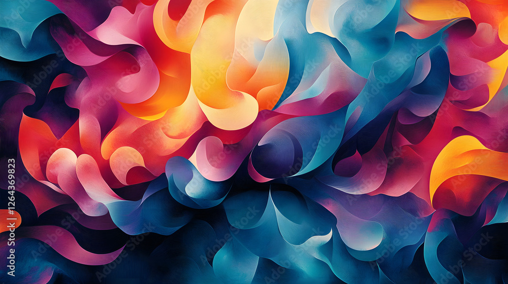 Poster mesmerizing abstract artwork featuring a dynamic and fluid composition of vibrant colors organic sha