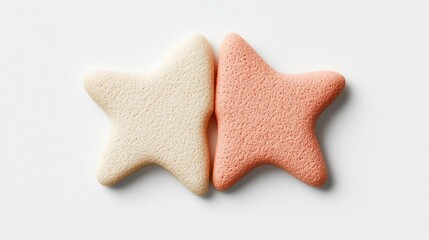 Two Pastel Colored Star Shapes On White Background