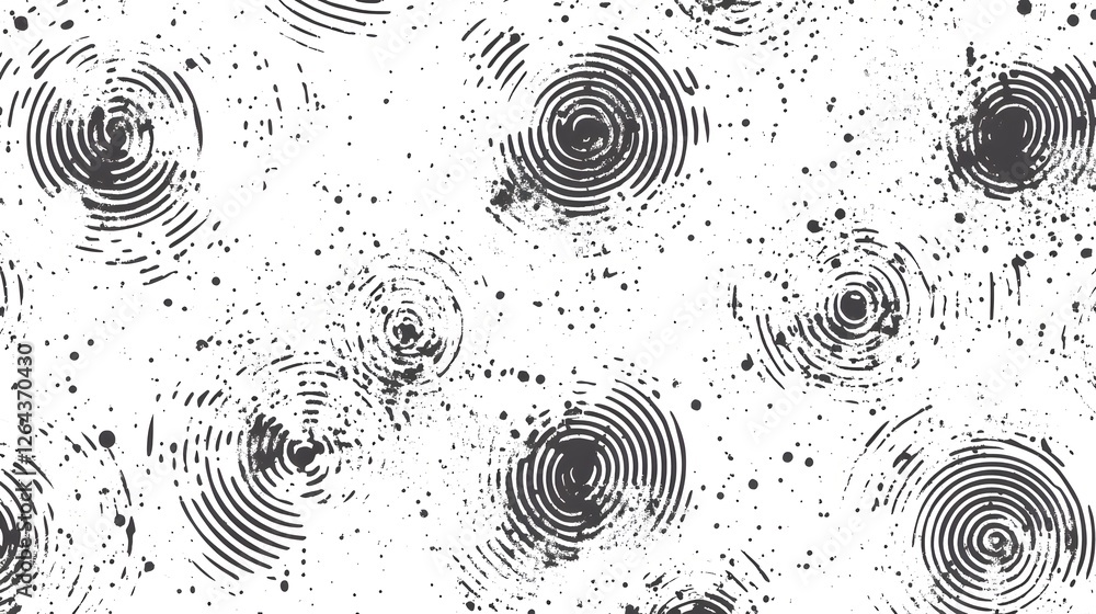 Poster mesmerizing abstract background with striking black and white spiral patterns concentric circular ri
