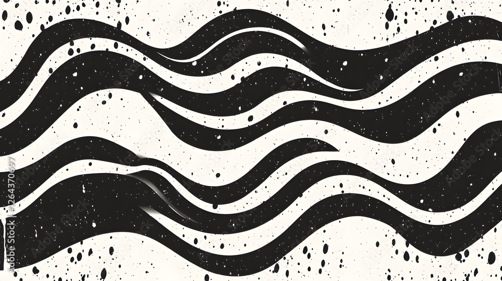 Poster Mesmerizing abstract black and white background featuring a dynamic flow of wavy lines and geometric shapes creating a sense of movement and rhythm  The minimalist contemporary design evokes a serene