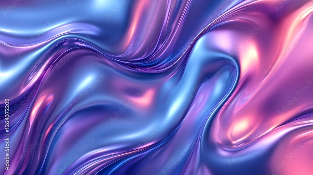 Poster Mesmerizing abstract composition of fluid dynamic waves and swirls in a captivating display of vibrant prismatic colors and smooth flowing curves  This digital art piece creates a visually stunning