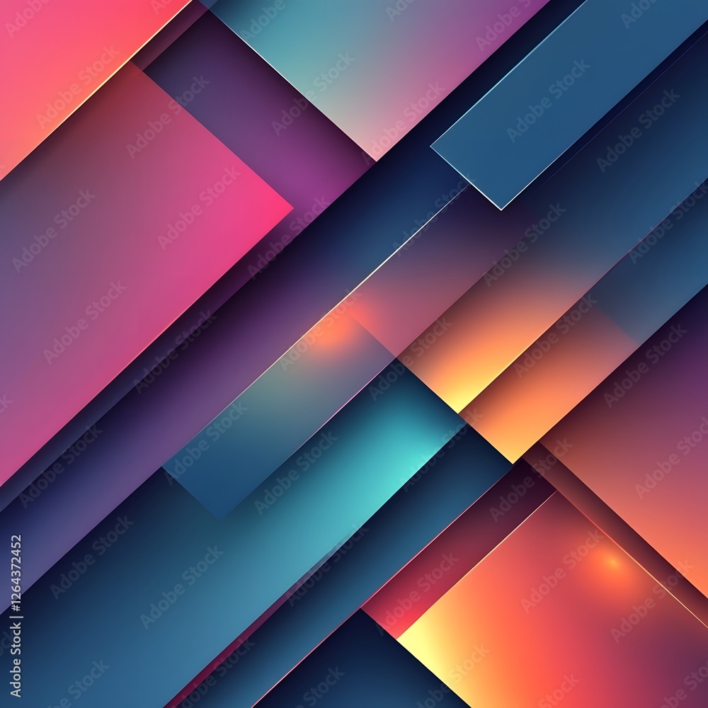 Aufkleber Mesmerizing abstract composition of geometric shapes and patterns in a vibrant color gradient  Layered triangles rectangles and other polygonal forms create an eye catching