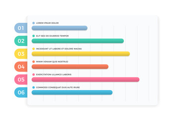 Horizontal bar chart with six elements, infographic template, vector eps10 illustration