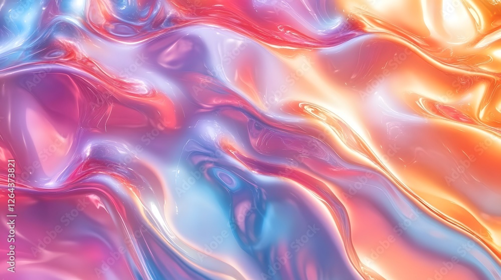 Aufkleber mesmerizing abstract digital art with swirling liquid waves of vibrant prismatic colors and textures