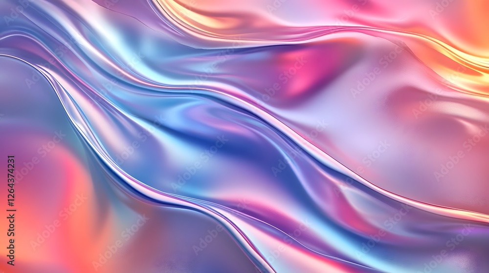 Leinwandbilder Mesmerizing abstract fabric backdrop showcasing a captivating display of flowing vibrant hues and wavy hypnotic patterns  This digital creates a dreamy ethereal atmosphere with its elegant