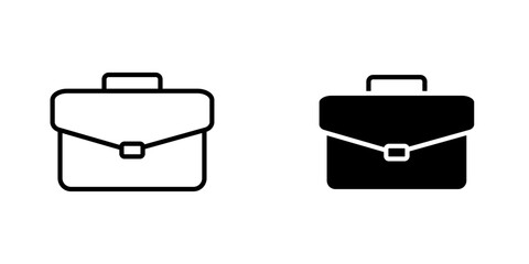 Briefcase icons. stroke line and black solid icons
