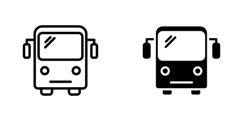 Bus icons. stroke line and black solid icons